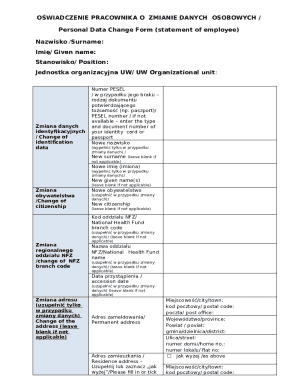 Personal Data Change Form