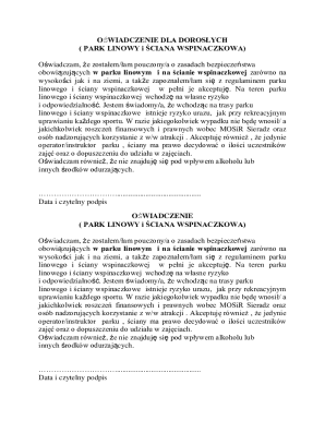 Adult Waiver for Ropes Course and Climbing Wall