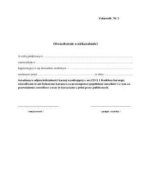 Oświadczenie o Niekaralności