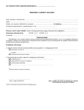 Insurance Premium Refund Application