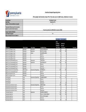Statistical Sample Reporting Form