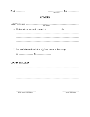 Polish Physical Education Exemption Request