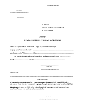 Physical Education Exemption Request