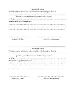 School Absence Justification Form