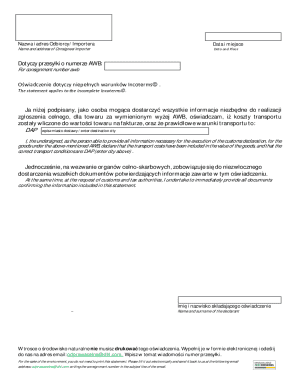Customs Declaration Form for DAP Incoterms