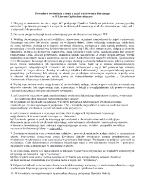 Polish Student Physical Education Exemption Form