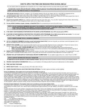 Free and Reduced-Price School Meals Application