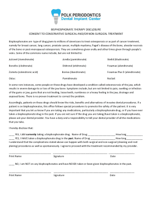 Bisphosphonate Therapy Disclosure Consent