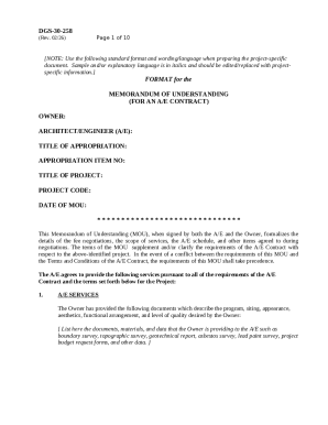Memorandum of Understanding for A/E Contract