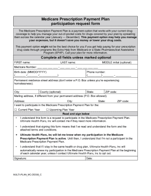 Medicare Prescription Payment Plan Participation Request Form