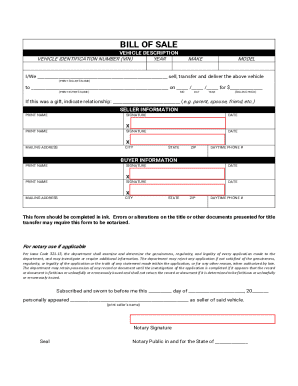 Vehicle Bill of Sale