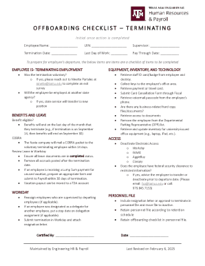Employee Termination Checklist