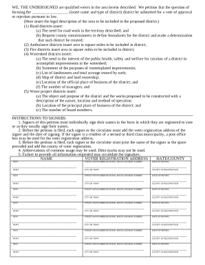 Petition for District Formation