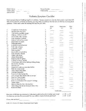 Childhood Developmental History Form