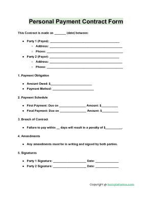 Personal Payment Contract Form