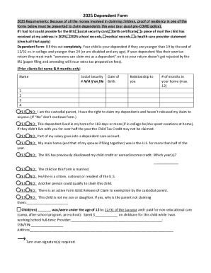 2025 Dependent Form