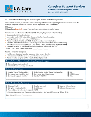 Caregiver Support Services Authorization Request Form