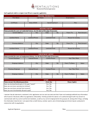 Residential Rental Application Form