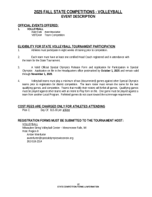 2025 Wisconsin Volleyball State Competition Registration