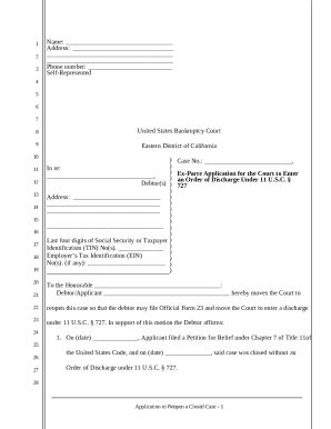 Ex-Parte Application to Reopen Closed Case