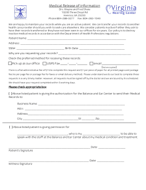 Medical Release of Information Form