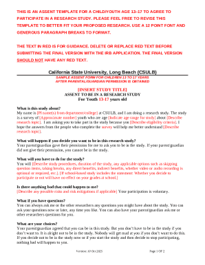 Child Assent Form for Research Study