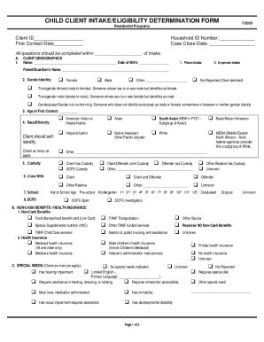 Child Client Intake Eligibility Determination Form