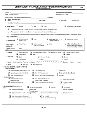Child Client Intake/Eligibility Determination Form