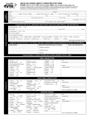 Oncology Enrollment & Prescription Form