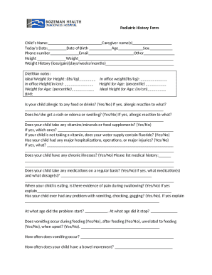 Pediatric History Form