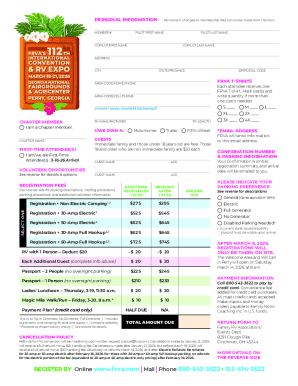 Family RV Association Event Registration Form