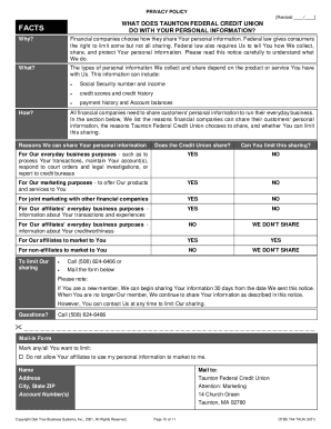 Taunton Federal Credit Union Privacy Policy