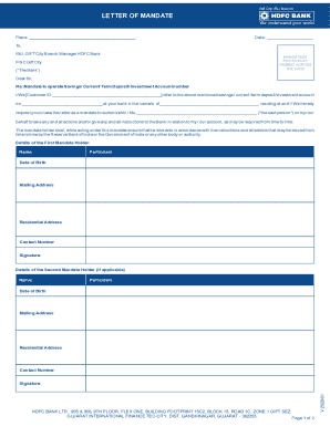HDFC Bank Letter of Mandate