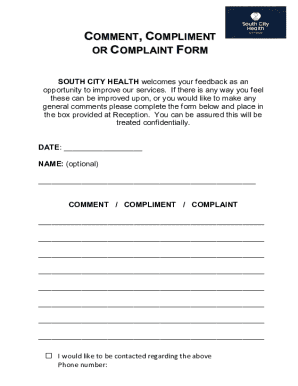 South City Health Feedback Form