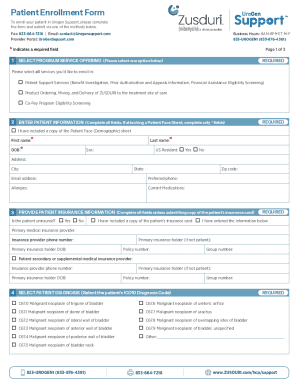 Patient Enrollment Form for Urogen Support