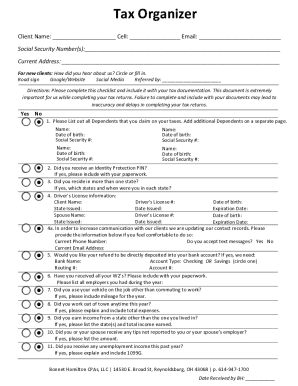 Tax Organizer Form