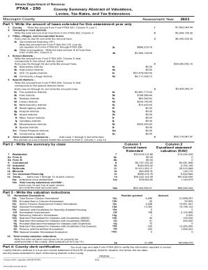 Illinois PTAX-250 County Summary Abstract of Valuations