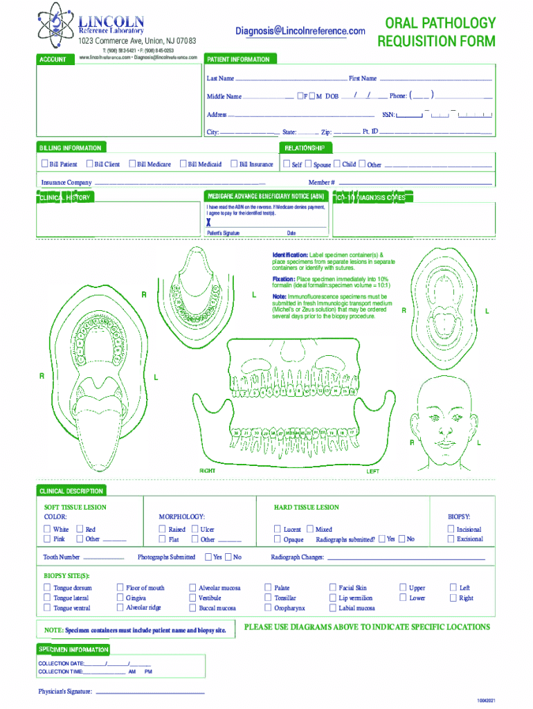 Oral Pathology Requisition Form - Blank Fillable Template | Fill Out ...