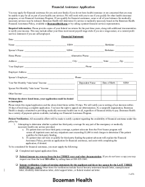 Bozeman Health Financial Assistance Application