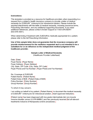 Letter of Medical Necessity for ZUSDURI