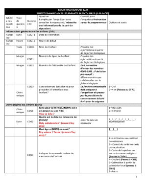 Madagascar Preschool Child Health Questionnaire