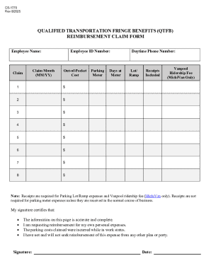 Michigan QTFB Reimbursement Claim Form