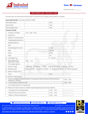 Group Mediclaim Proposal Form