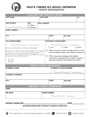 Patient Demographics and Medical Forms