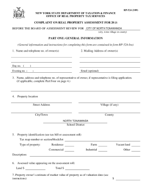 New York State Real Property Assessment Complaint Form