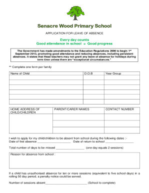 UK School Leave of Absence Application