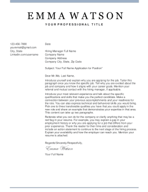 Job Application Letter Template