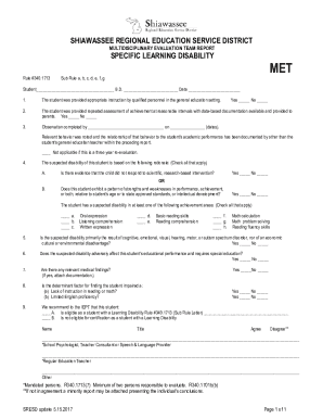 Multidisciplinary Evaluation Team Report