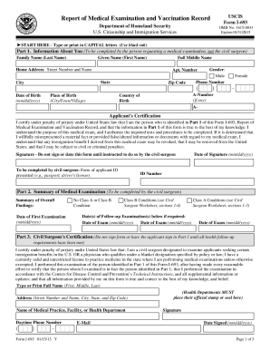 USCIS Form I-693 Medical Examination and Vaccination Record