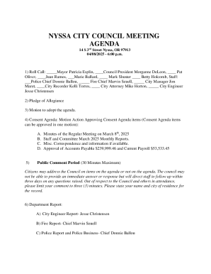 Nyssa City Council Meeting Agenda